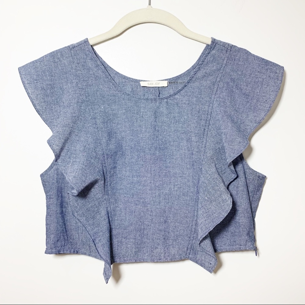 San Joy Ruffle Cropped Top